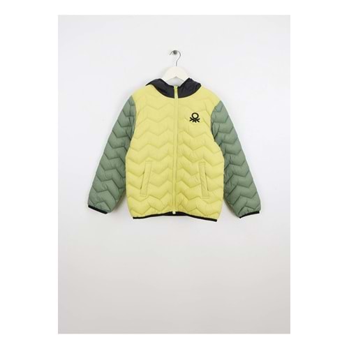 Benetton Sarı - Gri Erkek Çocuk Şişme Mont