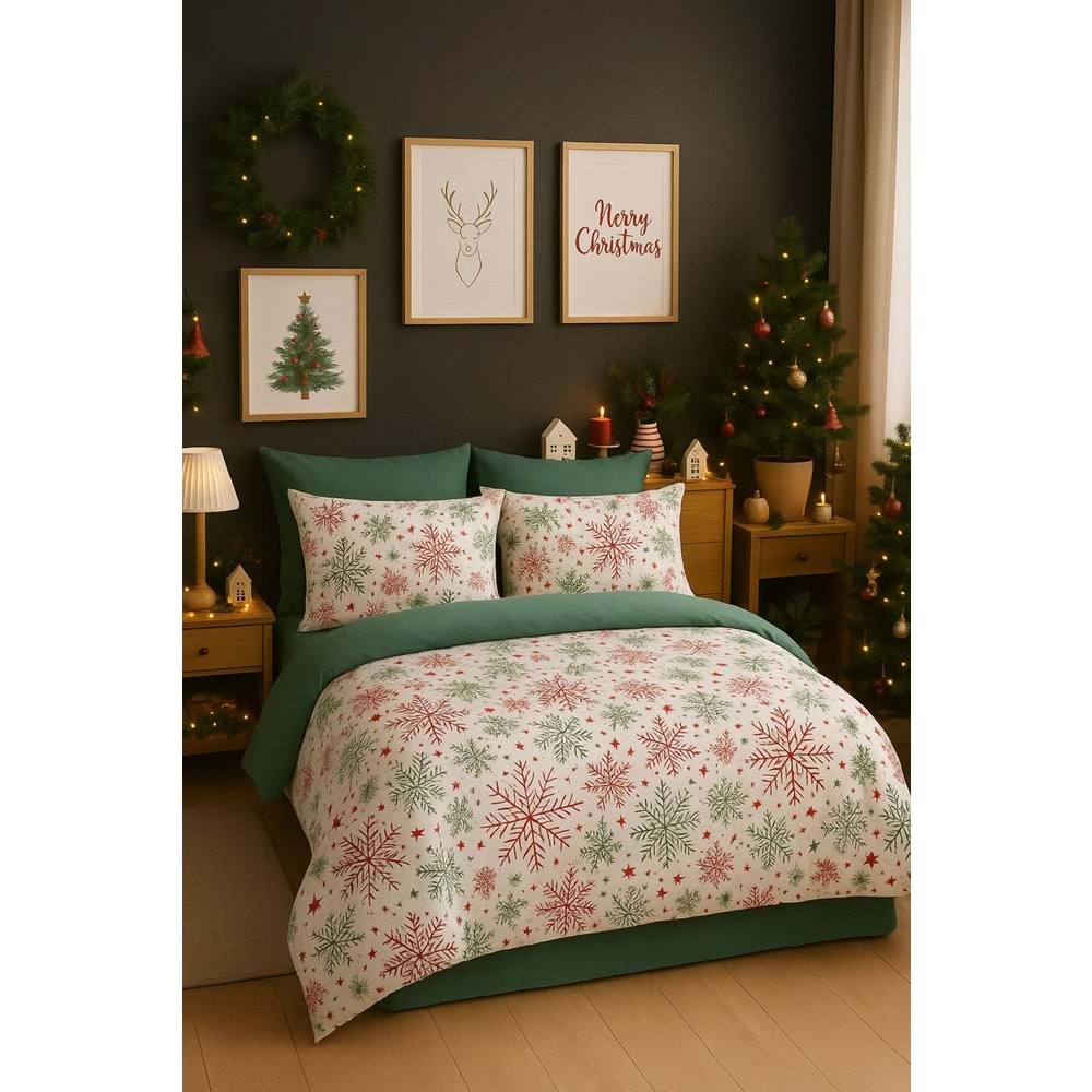 Lastikli Çift Kişilik Nevresim Takımı Christmas