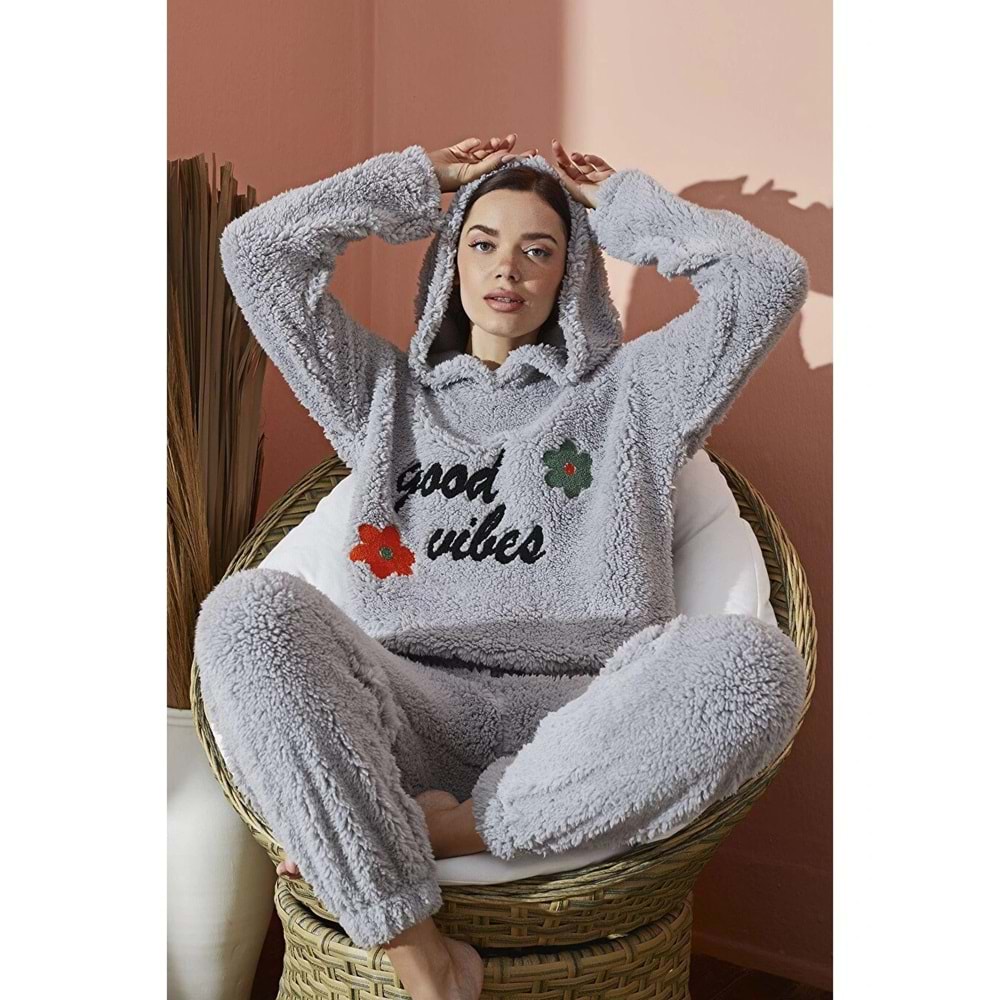 eliz Gri Sharpa Pijama Takim