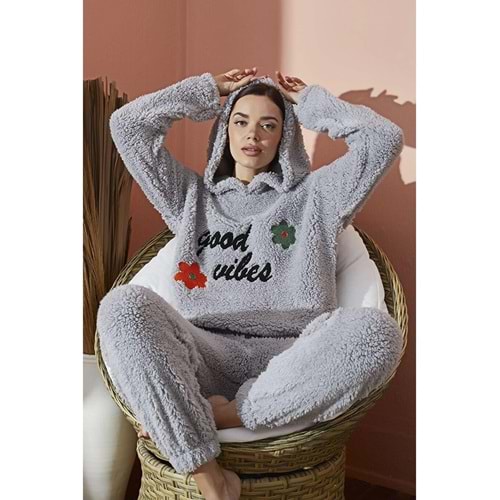 eliz Gri Sharpa Pijama Takim
