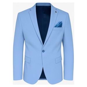 Plus Scorpion Açık Mavi Erkek İtalyan Kesim Tek Düğmeli Blazer Ceket – Günlük ve Şık Kombinler İçin