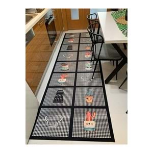Dijital Baskı Yıkanabilir Kaymaz Taban Leke Tutmaz Yolluk Kilim Salon Mutfak Halısı80*200