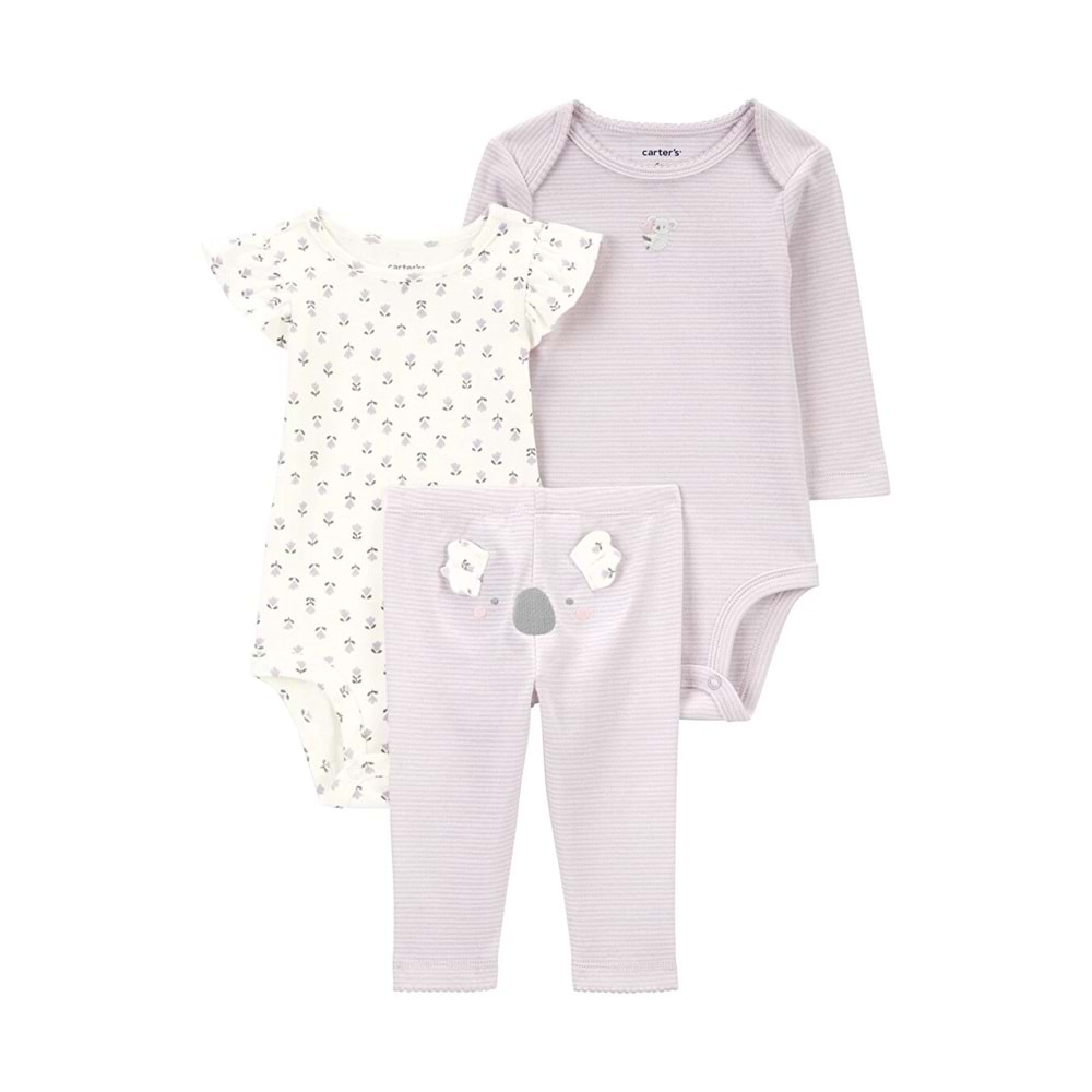 Carter's Karışık Kız Bebek Body Pantolon Set 3'lü Paket