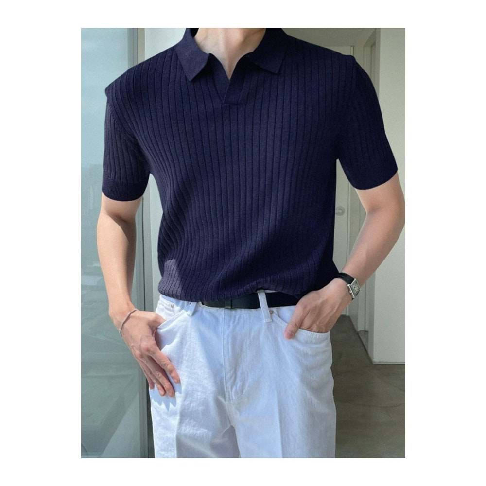 Erkek Fitilli Triko T-Shirt
