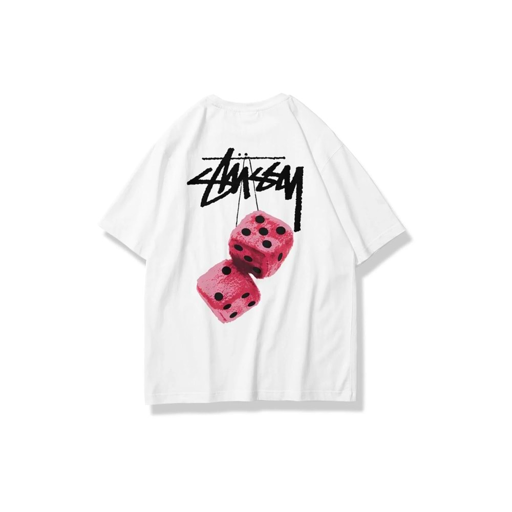 Unisex Stüssy Zar Tshirt Beyaz