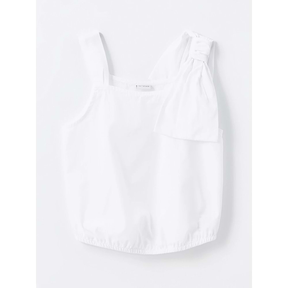 LCW Kids Beyaz Kare Yaka Kız Çocuk Crop Bluz