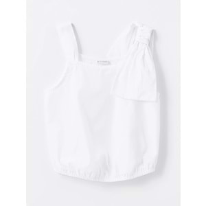 LCW Kids Beyaz Kare Yaka Kız Çocuk Crop Bluz