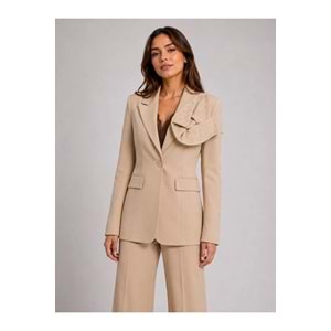 Taş Detaylı Bej Kadın Blazer Ceket