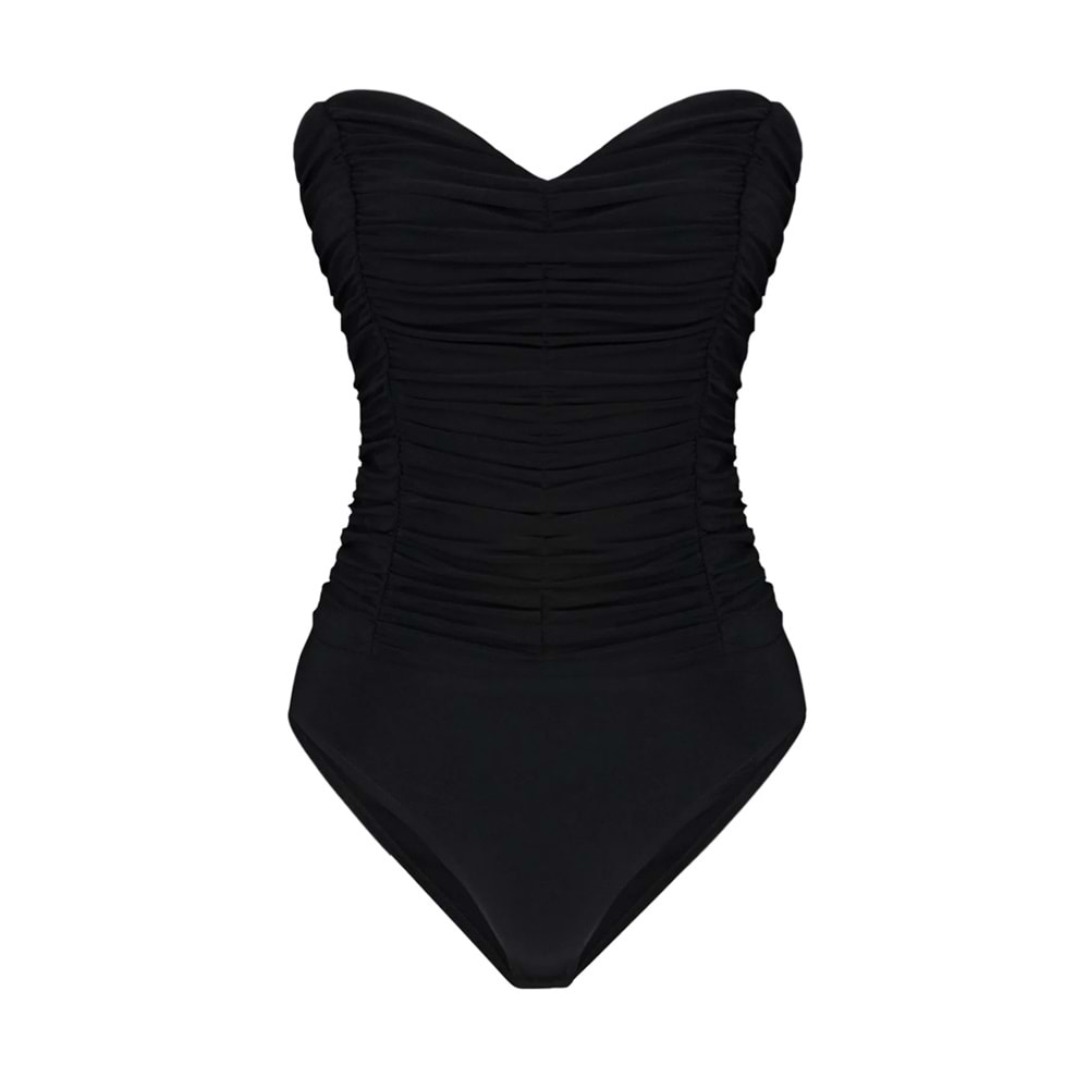 trendyolmilla Siyah Astarlı Drapeli Çıtçıtlı Örme Body