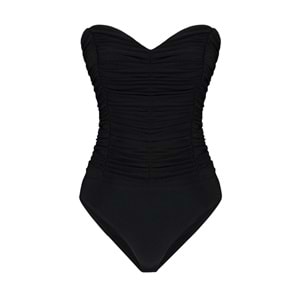 trendyolmilla Siyah Astarlı Drapeli Çıtçıtlı Örme Body