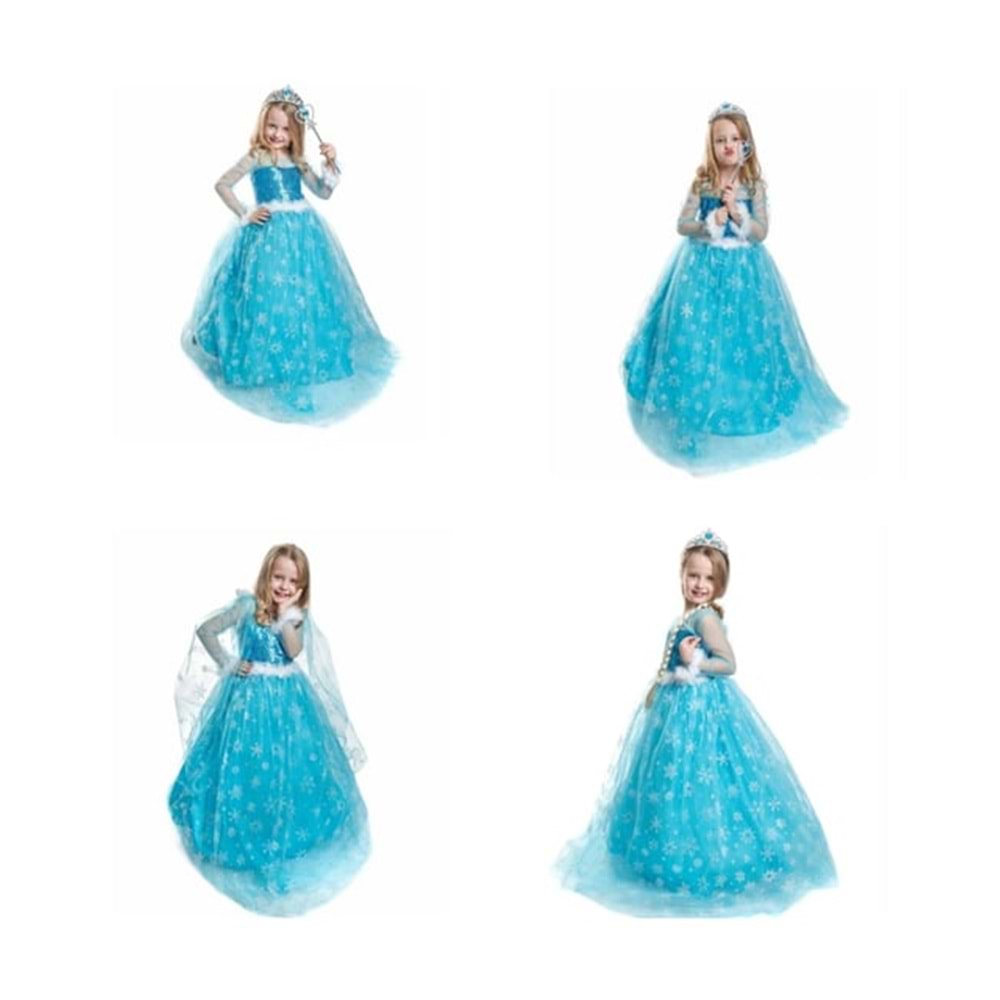 Elsa Kostümü Frozen Elsa Simli Kostum