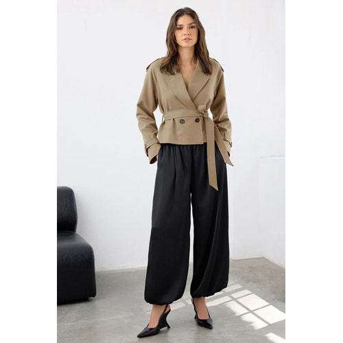 Vizon Premium Dokuma Crop Blazer Ceket