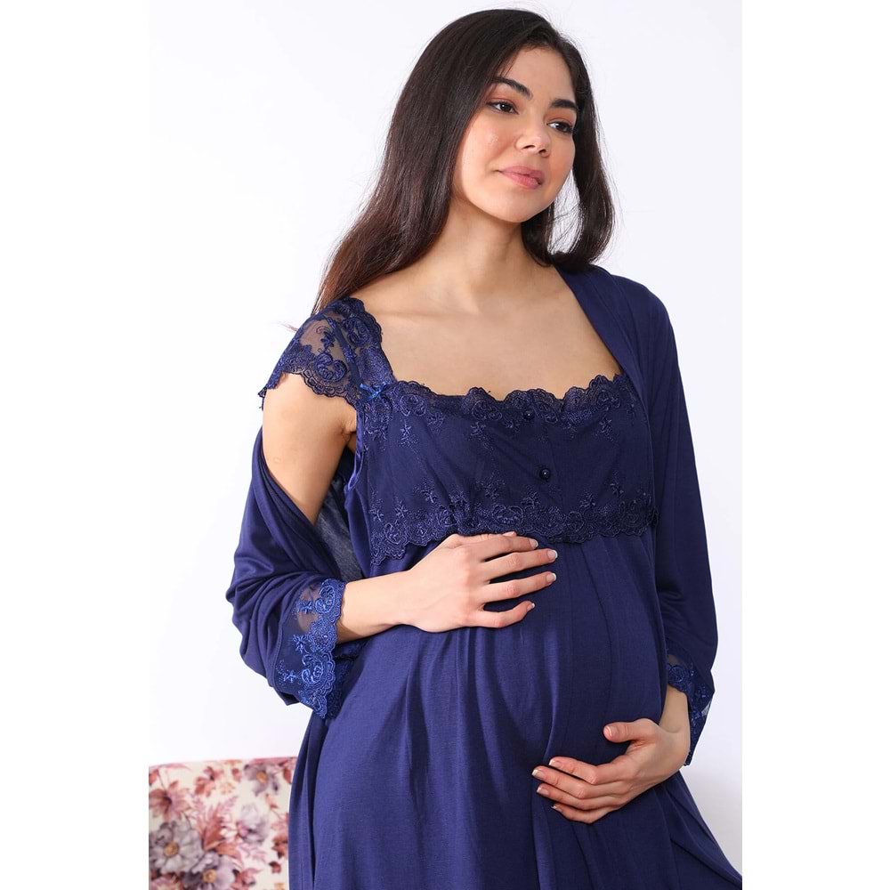 Effort Pijama Sabahlıklı Lohusa Gecelik Takımı